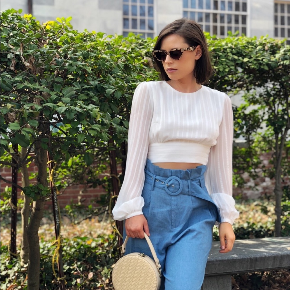 Last 1✨🆕Sanibel White Puff Sleeve Open Back Top - Picture 2 of 8